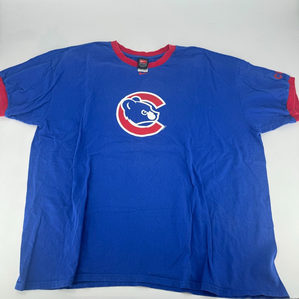Nike Team Chicago Cubs Ringer T-Shirt Mens XXL Blue Red MLB Baseball Tee